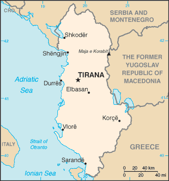 map of Albania