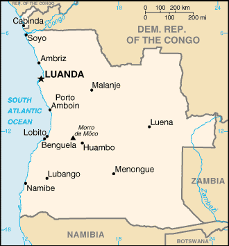 map of Angola