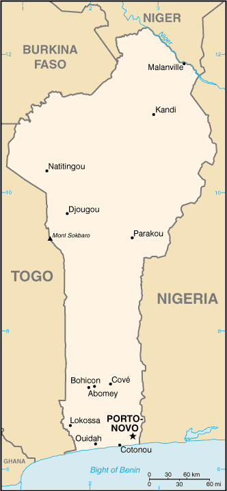 map of Benin