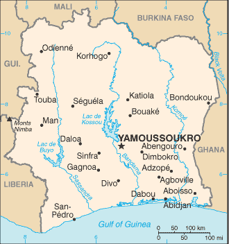 map of Côte d'Ivoire