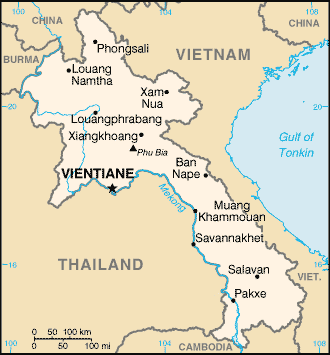 map of Laos