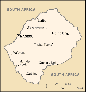 map of Lesotho