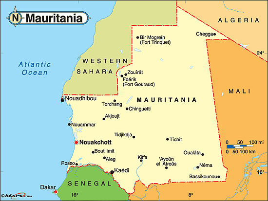map of Mauratania