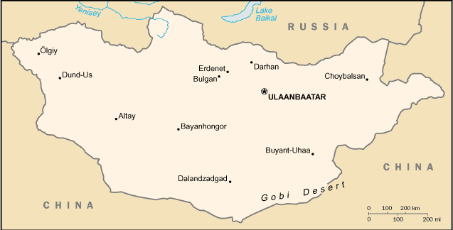 map of Mongolia