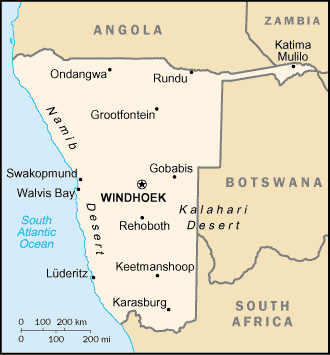 map of Namibia