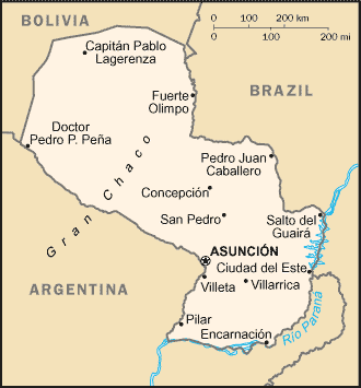 map of Paraguay