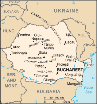 map of Romania