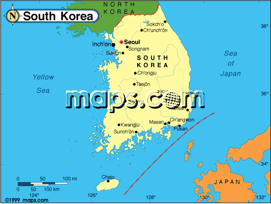 map of South Korea