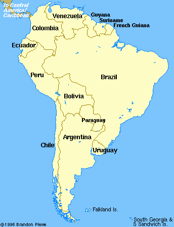 map of South America