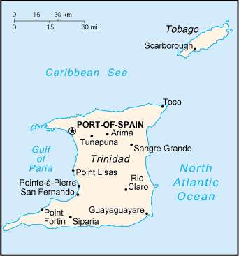 map of Trinidad & Tobago