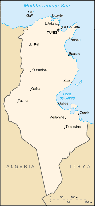 map of Tunisia