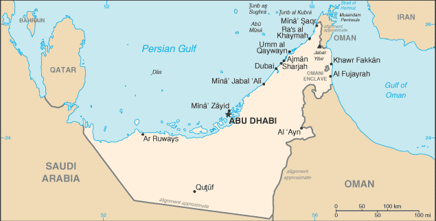 map of UAE