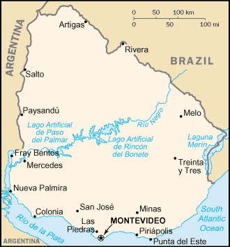 map of Uruguay