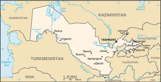 map of Uzbekistan