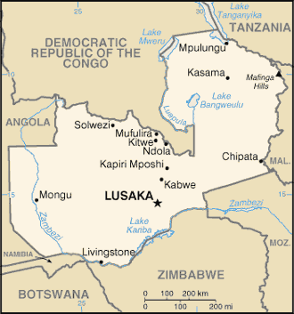 map of Zambia