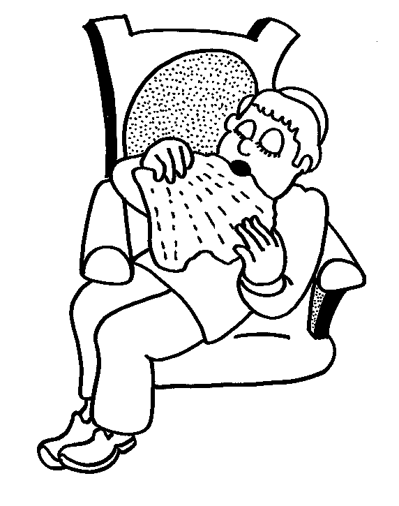 Boy eating matzah in chair