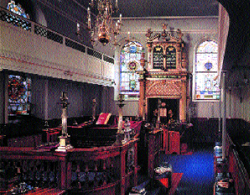 Photograph of synagogue, see label below