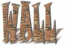 the word 'wall' is spelled out in bricks