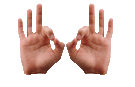animated interpreting hands below crown